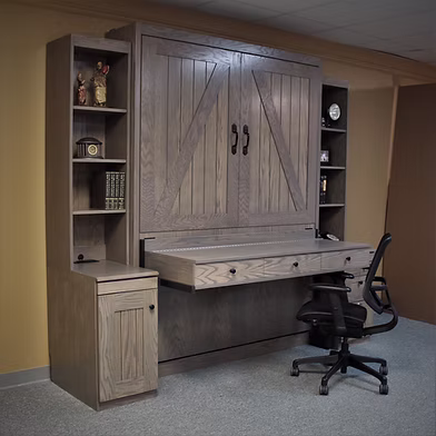 Barn Door Murphy Bed with Desk #1219-1119