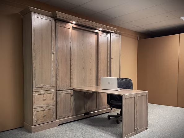 Optimizing Space in Style: Classic Gray Craftsman Home Office Unit