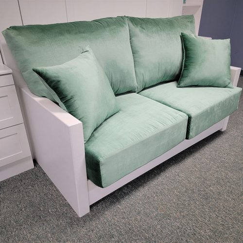 White sofa arms for murphy bed and green fabric153-0123  Close up of the Murph bed sofa.